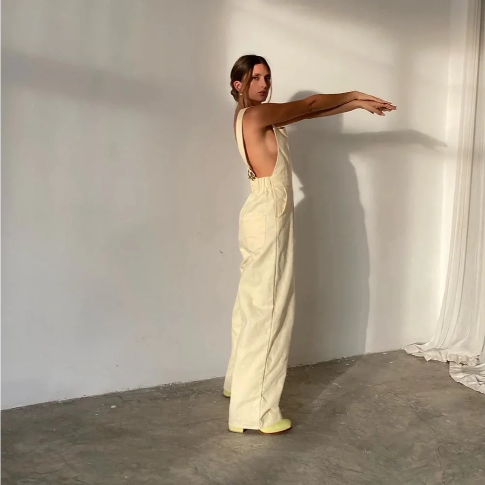 Bahhgoose Cream Jumpsuit with Square Neckline - S/M - Picture 4 of 7